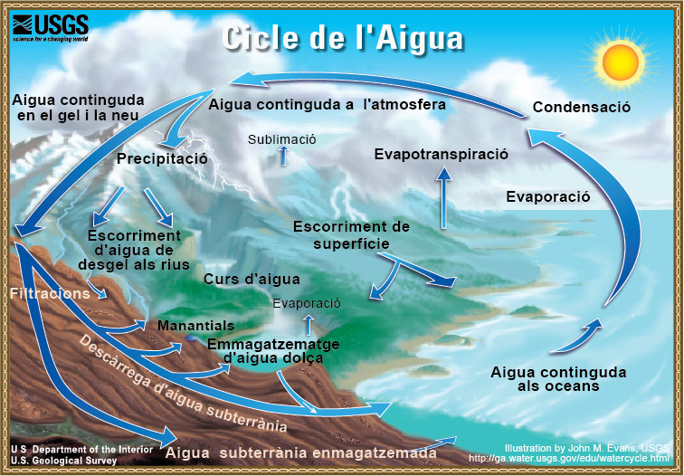 Diagrama del cicle de l'aigua - The Water Cycle: Diagram of the water