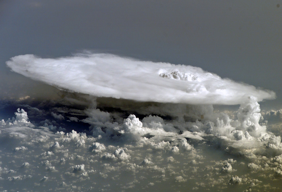 Photo of cumulonimbus cloud over Africa, taken from the International Space Station. Credit: NASA.