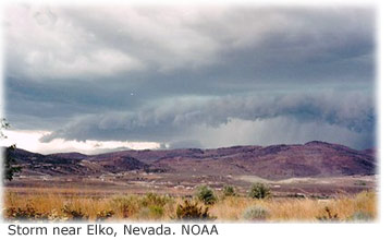 Picture of a storm near Elko, Nevada, courtesy of NOAA.