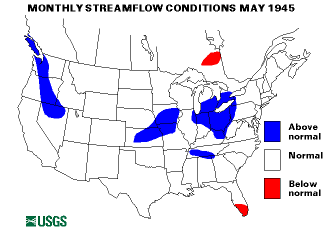 National Water Conditions Surface Water Conditions Map - May 1945