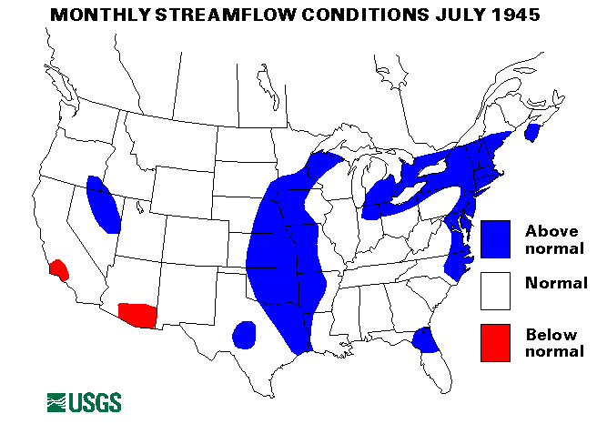 National Water Conditions Surface Water Conditions Map - July 1945