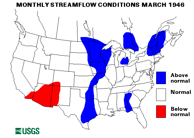 National Water Conditions Surface Water Conditions Map - March 1946