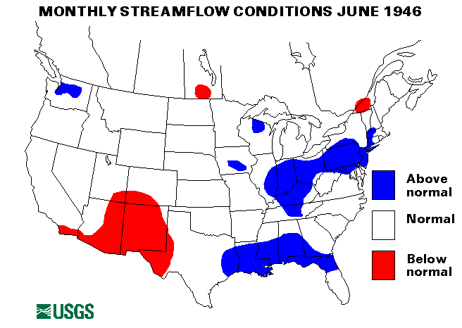 National Water Conditions Surface Water Conditions Map - June 1946
