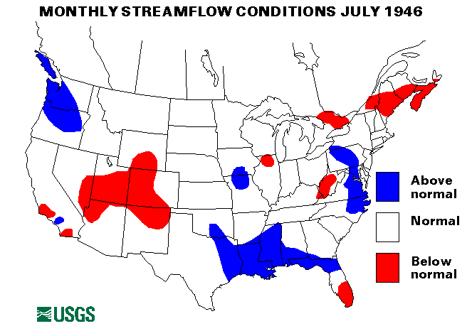 National Water Conditions Surface Water Conditions Map - July 1946