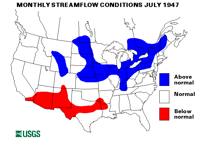 National Water Conditions Surface Water Conditions Map - July 1947