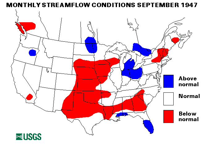 National Water Conditions Surface Water Conditions Map - September 1947