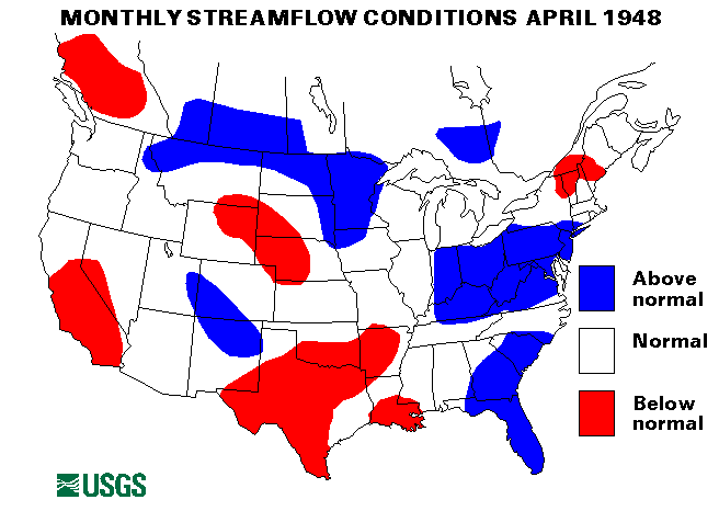 National Water Conditions Surface Water Conditions Map - April 1948