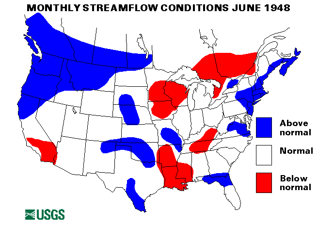 National Water Conditions Surface Water Conditions Map - June 1948