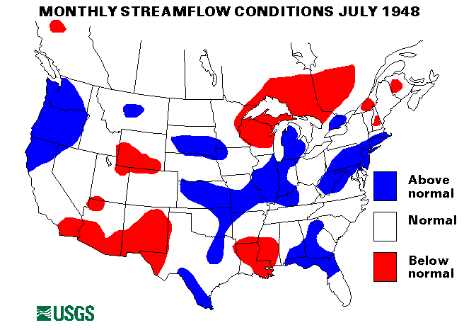 National Water Conditions Surface Water Conditions Map - July 1948