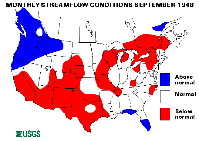 National Water Conditions Surface Water Conditions Map - September 1948