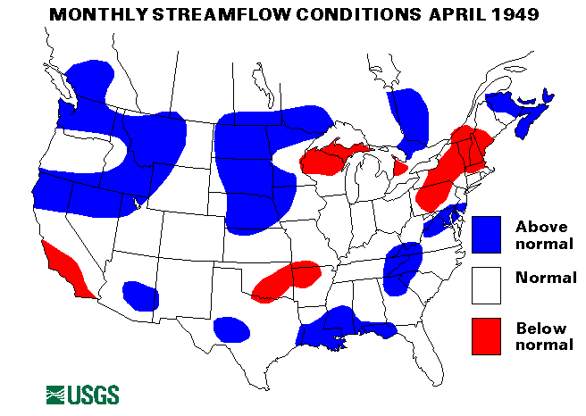 National Water Conditions Surface Water Conditions Map - April 1949