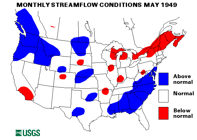 National Water Conditions Surface Water Conditions Map - May 1949