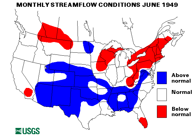 National Water Conditions Surface Water Conditions Map - June 1949