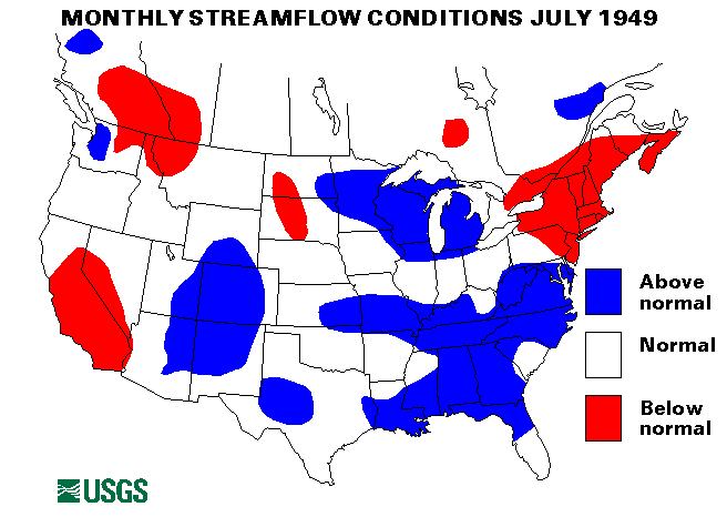 National Water Conditions Surface Water Conditions Map - July 1949