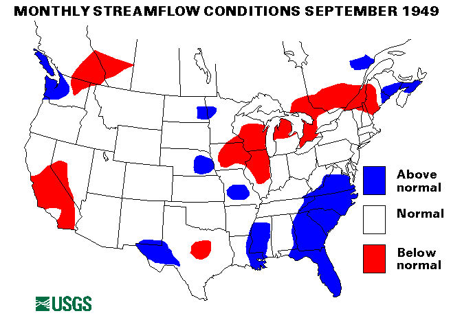 National Water Conditions Surface Water Conditions Map - September 1949
