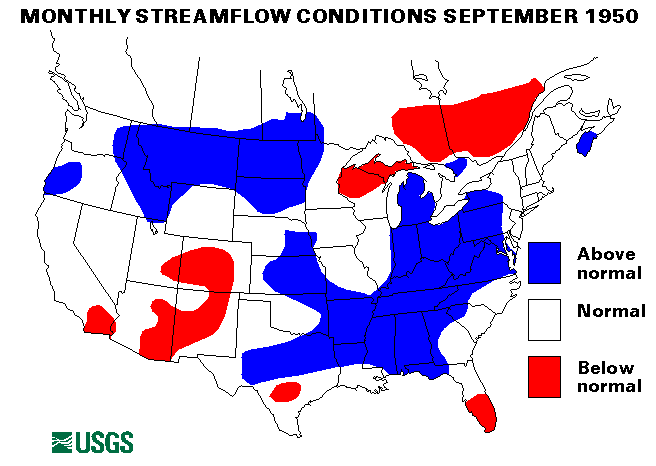 National Water Conditions Surface Water Conditions Map - September 1950