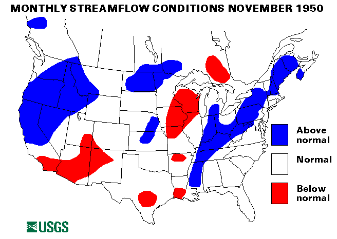 National Water Conditions Surface Water Conditions Map - November 1950