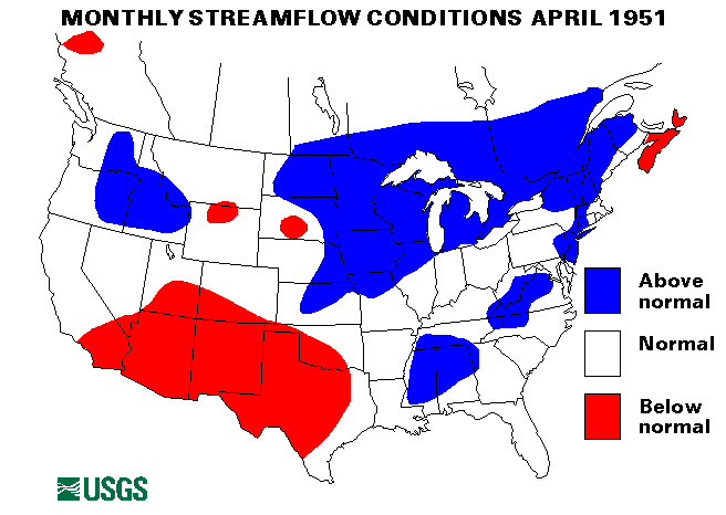 National Water Conditions Surface Water Conditions Map - April 1951