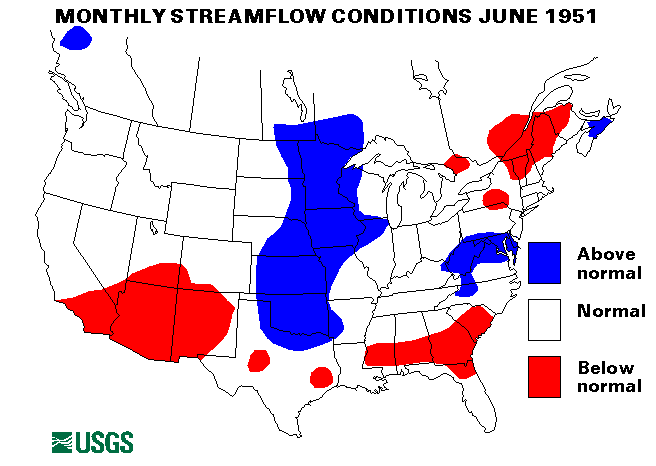 National Water Conditions Surface Water Conditions Map - June 1951