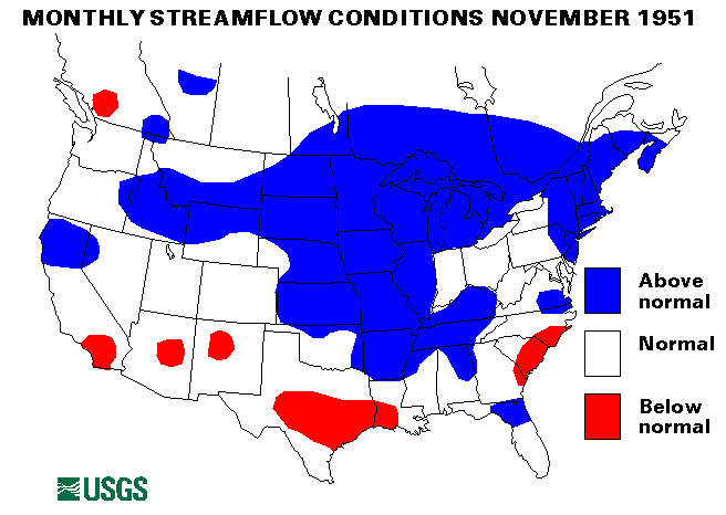 National Water Conditions Surface Water Conditions Map - November 1951