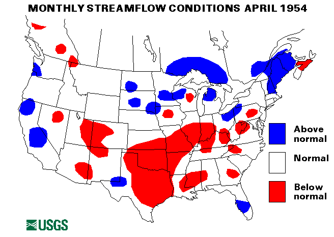 National Water Conditions Surface Water Conditions Map - April 1954