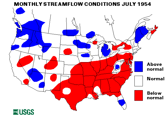 National Water Conditions Surface Water Conditions Map - July 1954