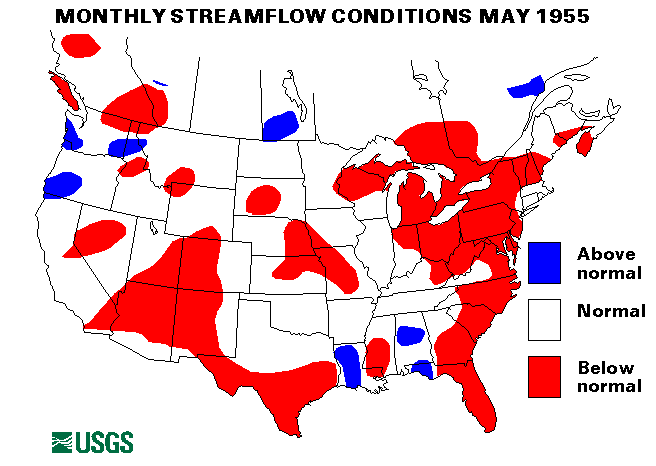 National Water Conditions Surface Water Conditions Map - May 1955