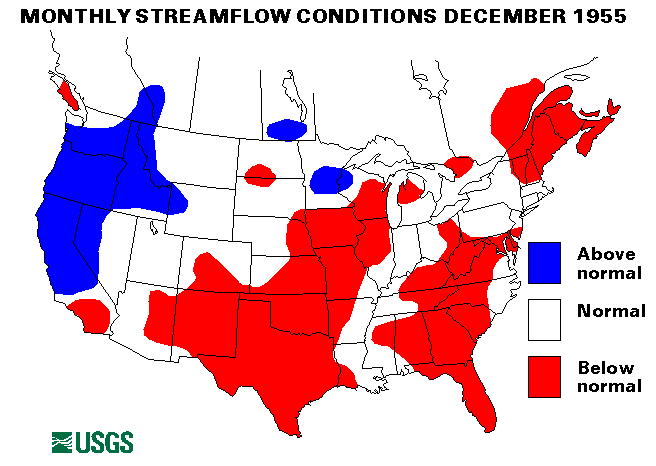 National Water Conditions Surface Water Conditions Map - December 1955
