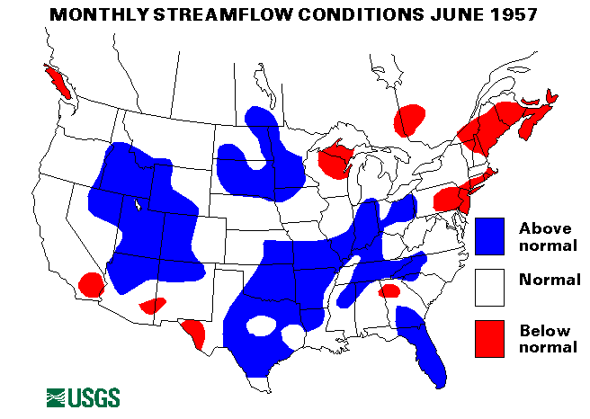 National Water Conditions Surface Water Conditions Map - June 1957