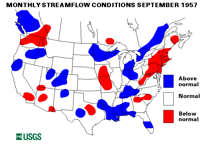 National Water Conditions Surface Water Conditions Map - September 1957