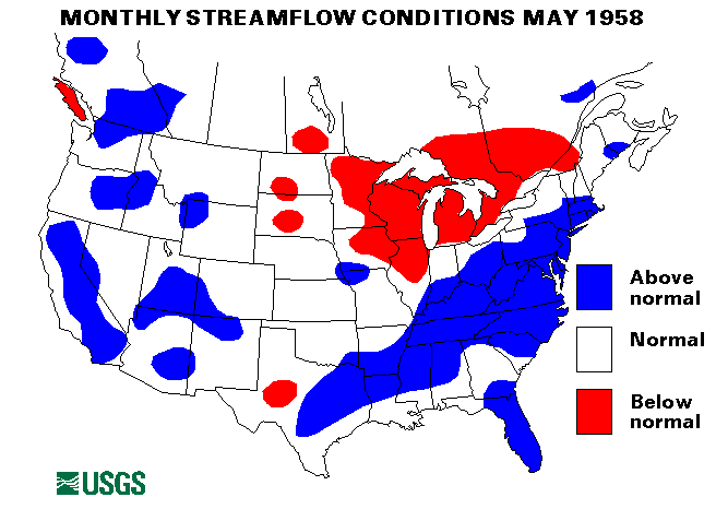 National Water Conditions Surface Water Conditions Map - May 1958