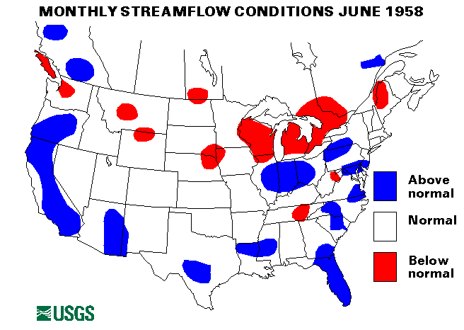 National Water Conditions Surface Water Conditions Map - June 1958