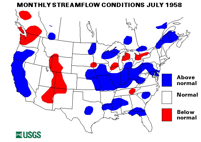 National Water Conditions Surface Water Conditions Map - July 1958