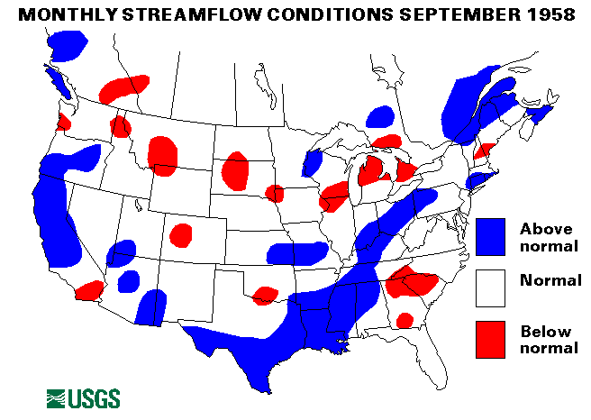 National Water Conditions Surface Water Conditions Map - September 1958