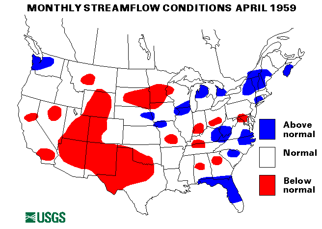 National Water Conditions Surface Water Conditions Map - April 1959