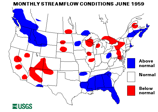 National Water Conditions Surface Water Conditions Map - June 1959