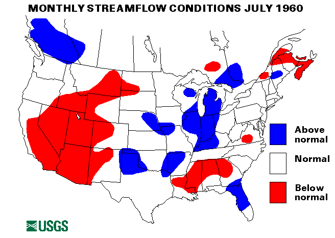 National Water Conditions Surface Water Conditions Map - July 1960