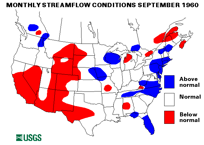 National Water Conditions Surface Water Conditions Map - September 1960