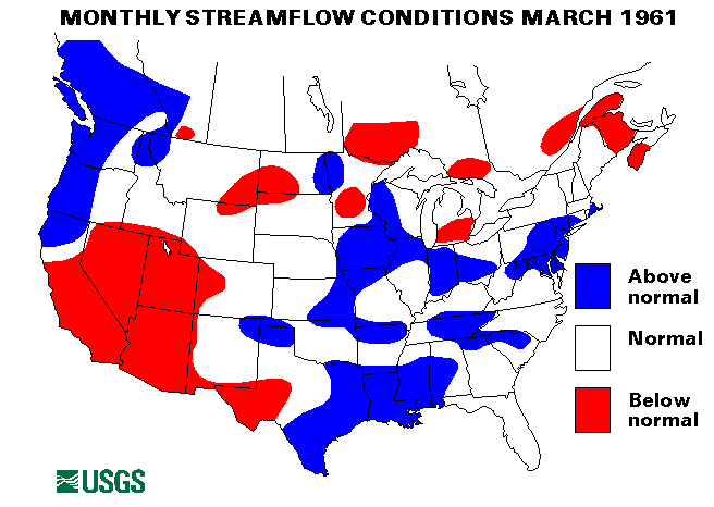 National Water Conditions Surface Water Conditions Map - March 1961
