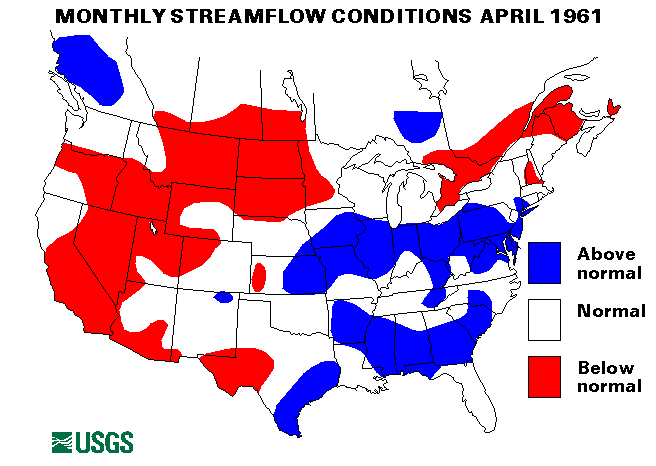 National Water Conditions Surface Water Conditions Map - April 1961