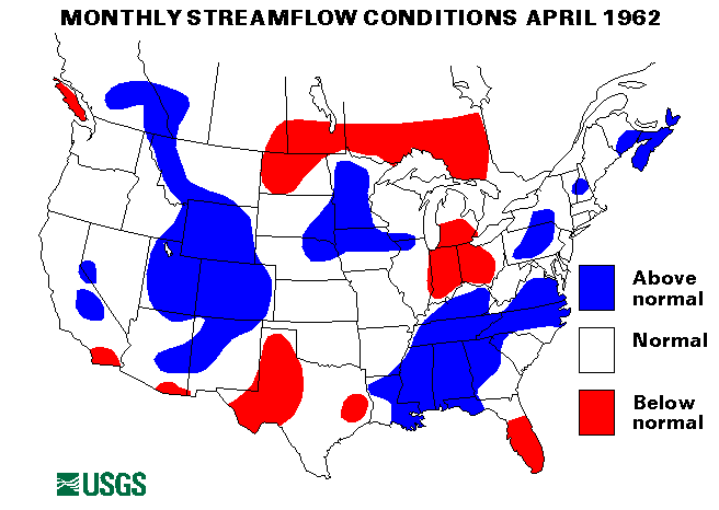 National Water Conditions Surface Water Conditions Map - April 1962
