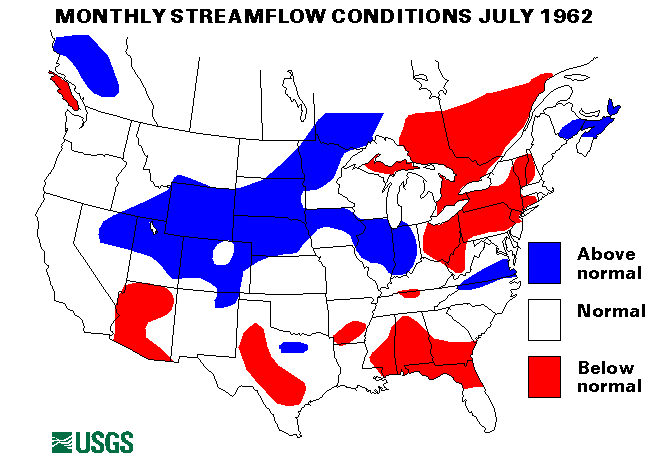 National Water Conditions Surface Water Conditions Map - July 1962
