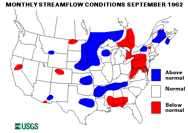 National Water Conditions Surface Water Conditions Map - September 1962