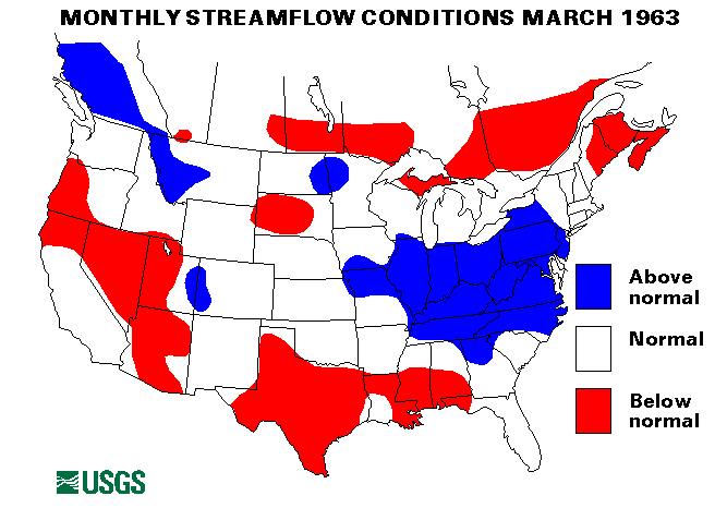 National Water Conditions Surface Water Conditions Map - March 1963