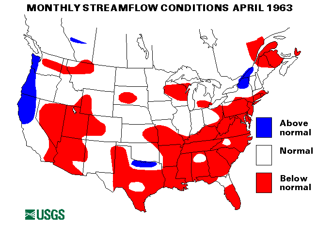 National Water Conditions Surface Water Conditions Map - April 1963