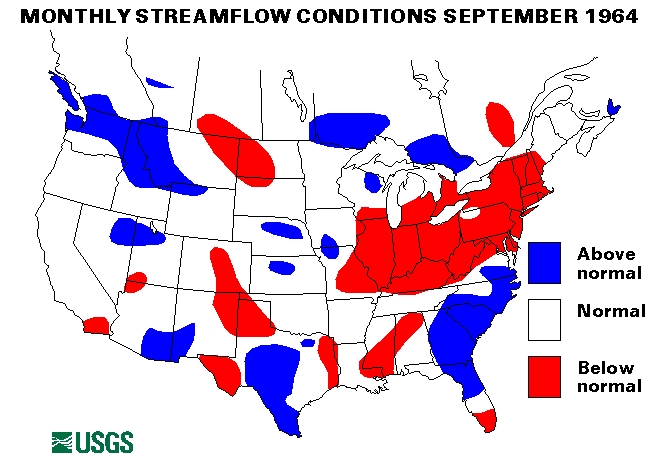National Water Conditions Surface Water Conditions Map - September 1964