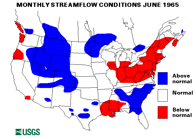 National Water Conditions Surface Water Conditions Map - June 1965