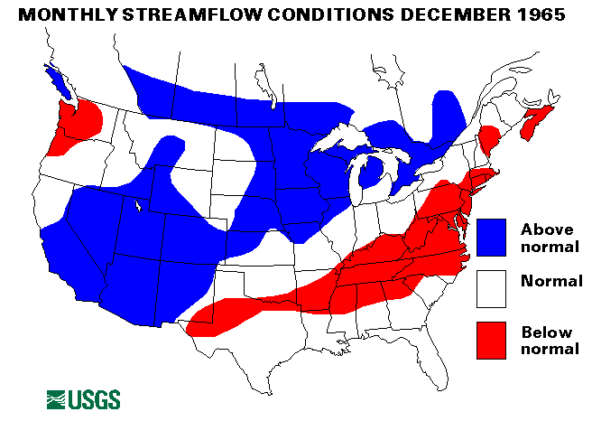 National Water Conditions Surface Water Conditions Map - December 1965