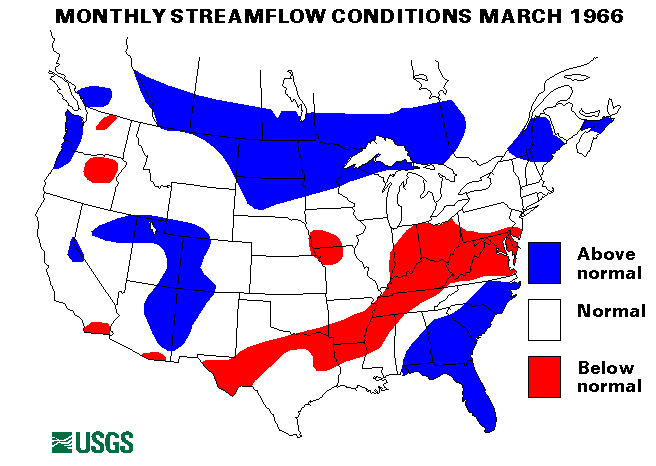 National Water Conditions Surface Water Conditions Map - March 1966