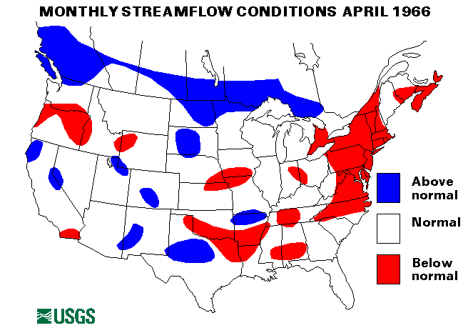 National Water Conditions Surface Water Conditions Map - April 1966